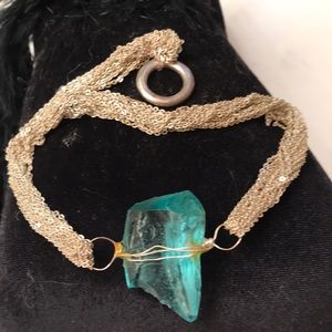 Necklace with carribeen blue sea glass